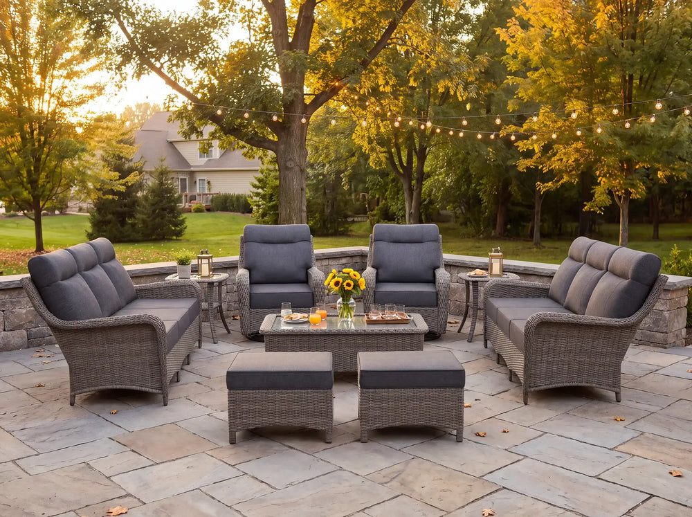 The Monolith 9-Piece Wicker Outdoor 2-Sofa & Rocker Set
