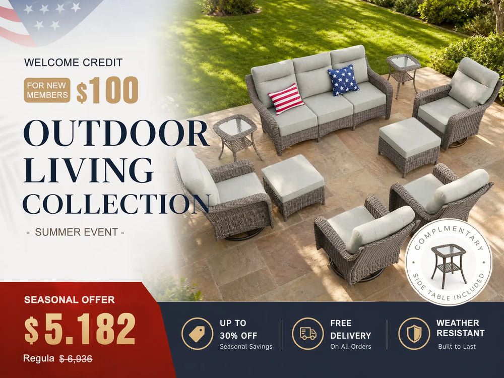 The Monolith 9-Piece Wicker Outdoor Sofa & Swivel Rocker Set