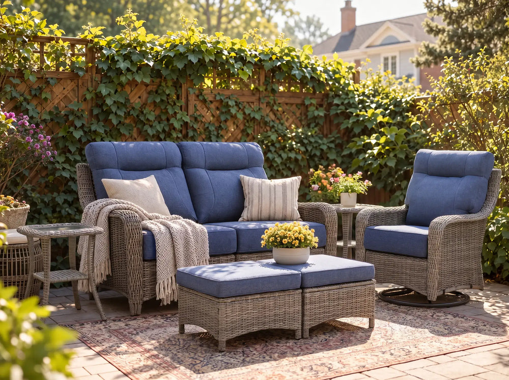 The Monolith 6-Piece Wicker Loveseat, Swivel Rocker & Ottoman Set