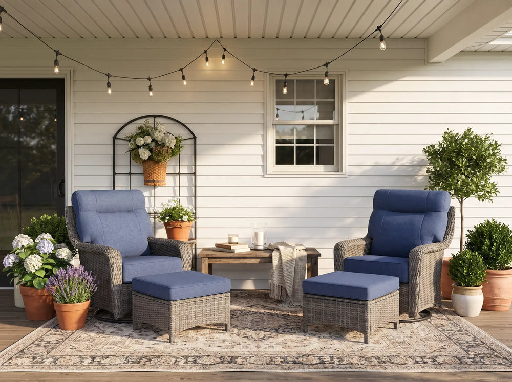 The Monolith 4-Piece Swivel Rocker & Ottoman Lounge Set