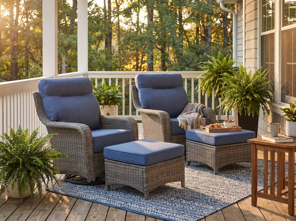 The Monolith 4-Piece Swivel Rocker & Ottoman Lounge Set