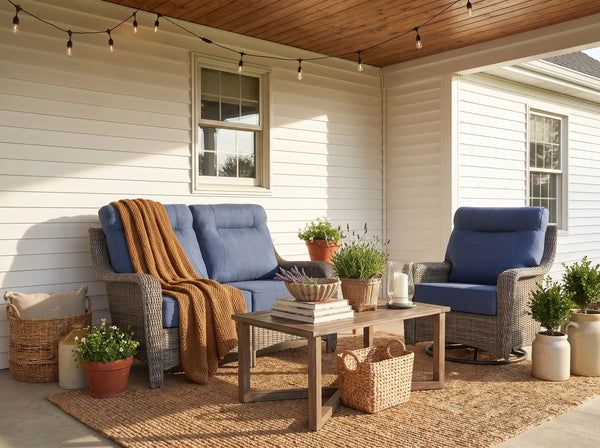 The Monolith Wicker Outdoor Loveseat & Swivel Rocker Set