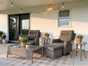 The Monolith 7-Piece Swivel Rocker & Ottoman Coffee Table Set