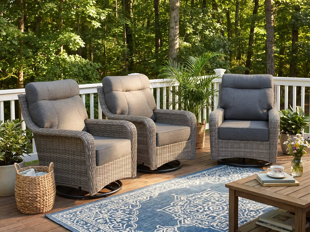 The Monolith 3-Piece Wicker Outdoor Swivel Rocker Chair Set