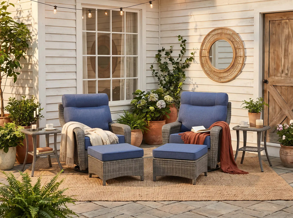 The Monolith 6-Piece Swivel Rocker & Ottoman Lounge Set (2 Chairs + 2 Ottomans)