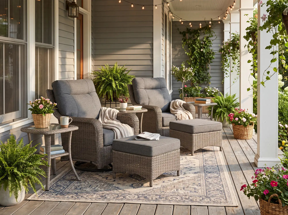 The Monolith 6-Piece Swivel Rocker & Ottoman Lounge Set (2 Chairs + 2 Ottomans)