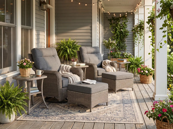 The Monolith 6-Piece Swivel Rocker & Ottoman Lounge Set (2 Chairs + 2 Ottomans)