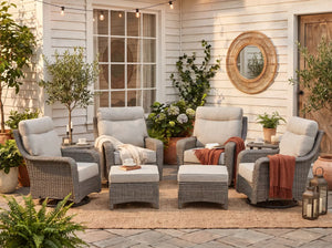 The Monolith 6-Piece Swivel Rocker & Ottoman Lounge Set (4 Chairs + 2 Ottomans)