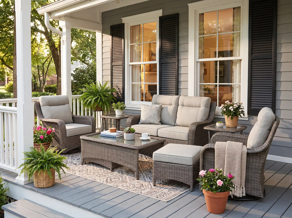 The Monolith 8-Piece Swivel Rocker & Loveseat Lounge Set (Chairs + Loveseat Combo)
