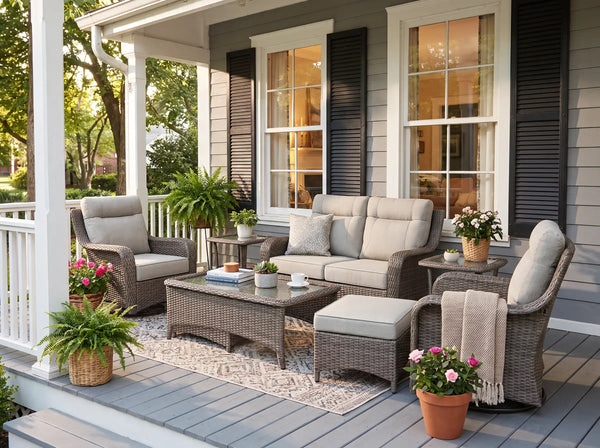 The Monolith 8-Piece Swivel Rocker & Loveseat Lounge Set (Chairs + Loveseat Combo)