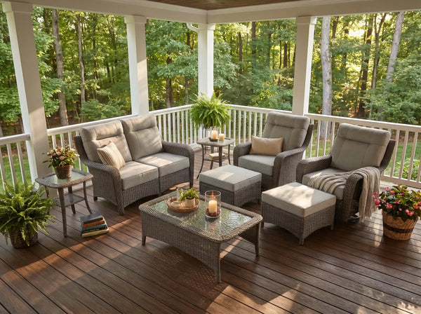 The Monolith 8-Piece Swivel Rocker & Loveseat Lounge Set (Chairs + Loveseat Combo)
