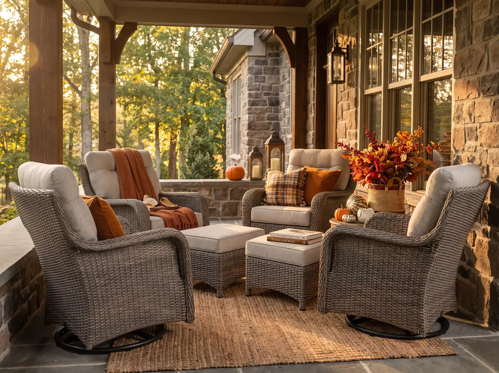 The Monolith 6-Piece Swivel Rocker & Ottoman Lounge Set (4 Chairs + 2 Ottomans)