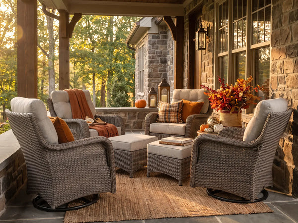 The Monolith 6-Piece Swivel Rocker & Ottoman Lounge Set (4 Chairs + 2 Ottomans)