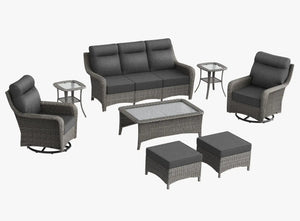 The Monolith 8-Piece Wicker Outdoor Sofa, Swivel Rocker & Table Set