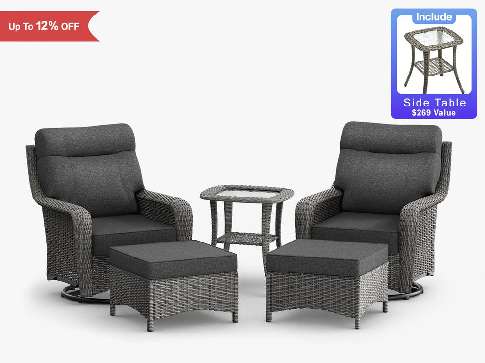The Monolith 5-Piece Swivel Rocker & Ottoman Lounge Set