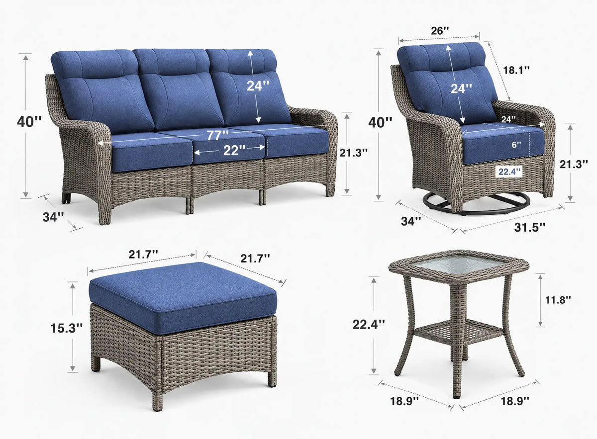 The Monolith 9-Piece Wicker Outdoor Sofa & Swivel Rocker Set