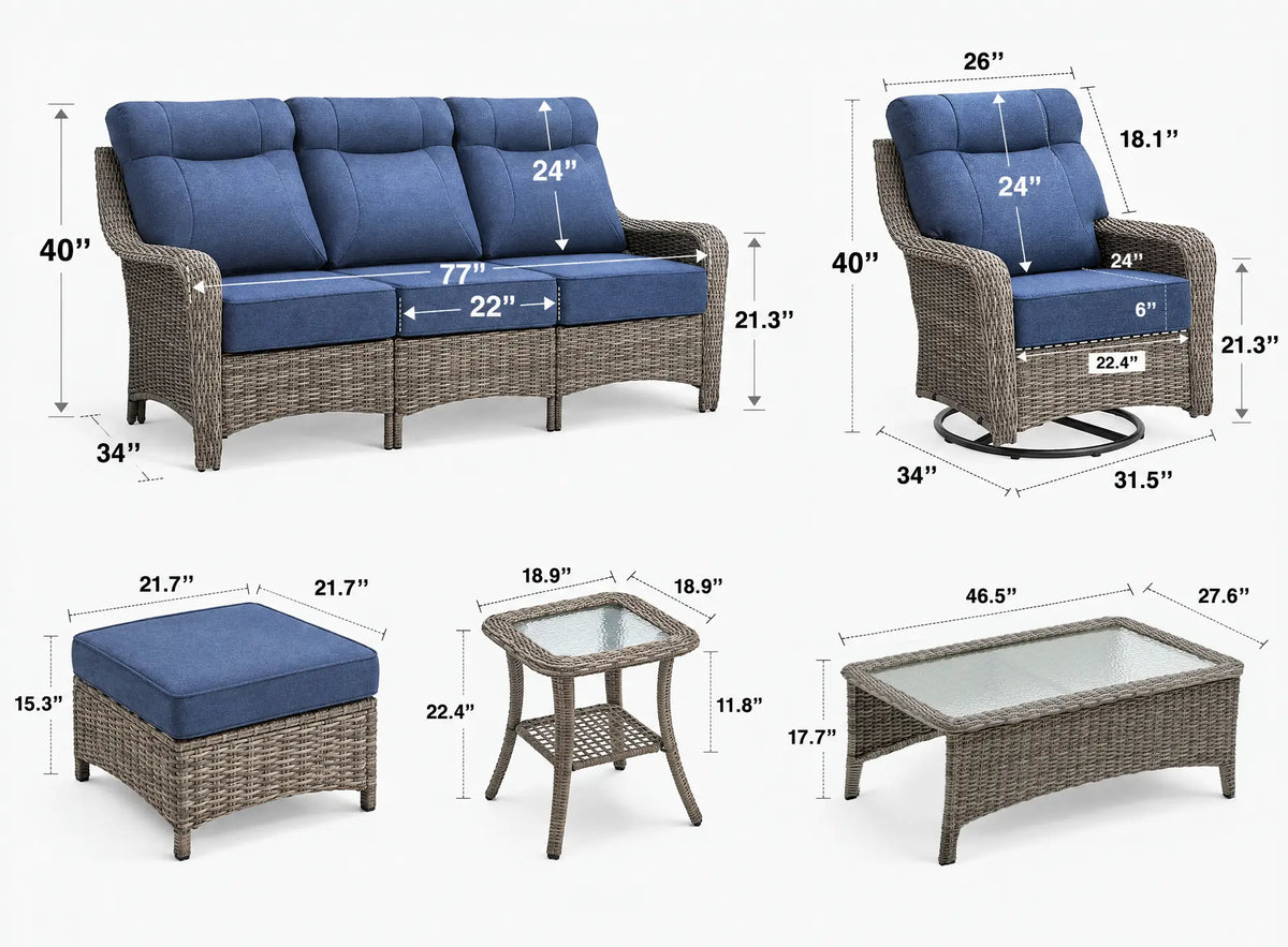 The Monolith 8-Piece Wicker Outdoor Sofa, Swivel Rocker & Table Set
