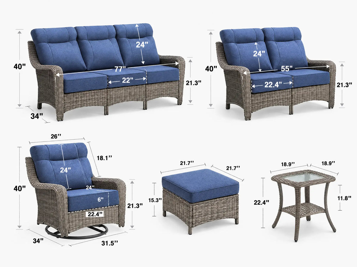 The Monolith 10-Piece Swivel Rocker, Sofa & Loveseat Set (4 Chairs + 2 Sofas)