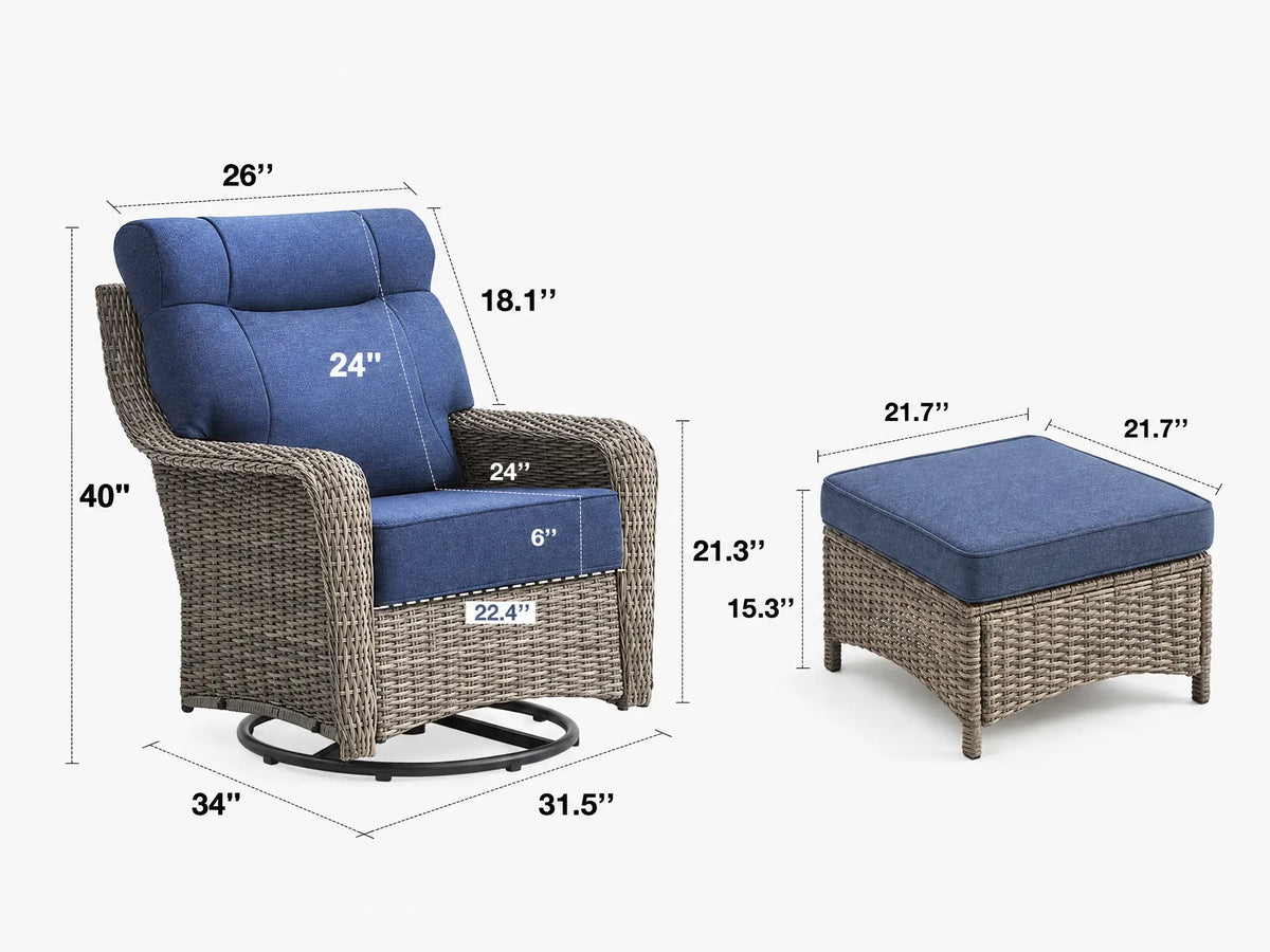 The Monolith 4-Piece Swivel Rocker & Ottoman Lounge Set