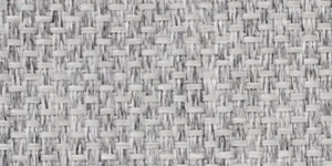 Close-up of OuterCraft ergonomic high-back outdoor cushion set in light gray weather-resistant Olefin fabric on minimalist wooden platform