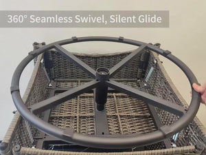 OuterCraft video demonstrating the 360-degree seamless swivel and silent glide mechanism of the rocker base.